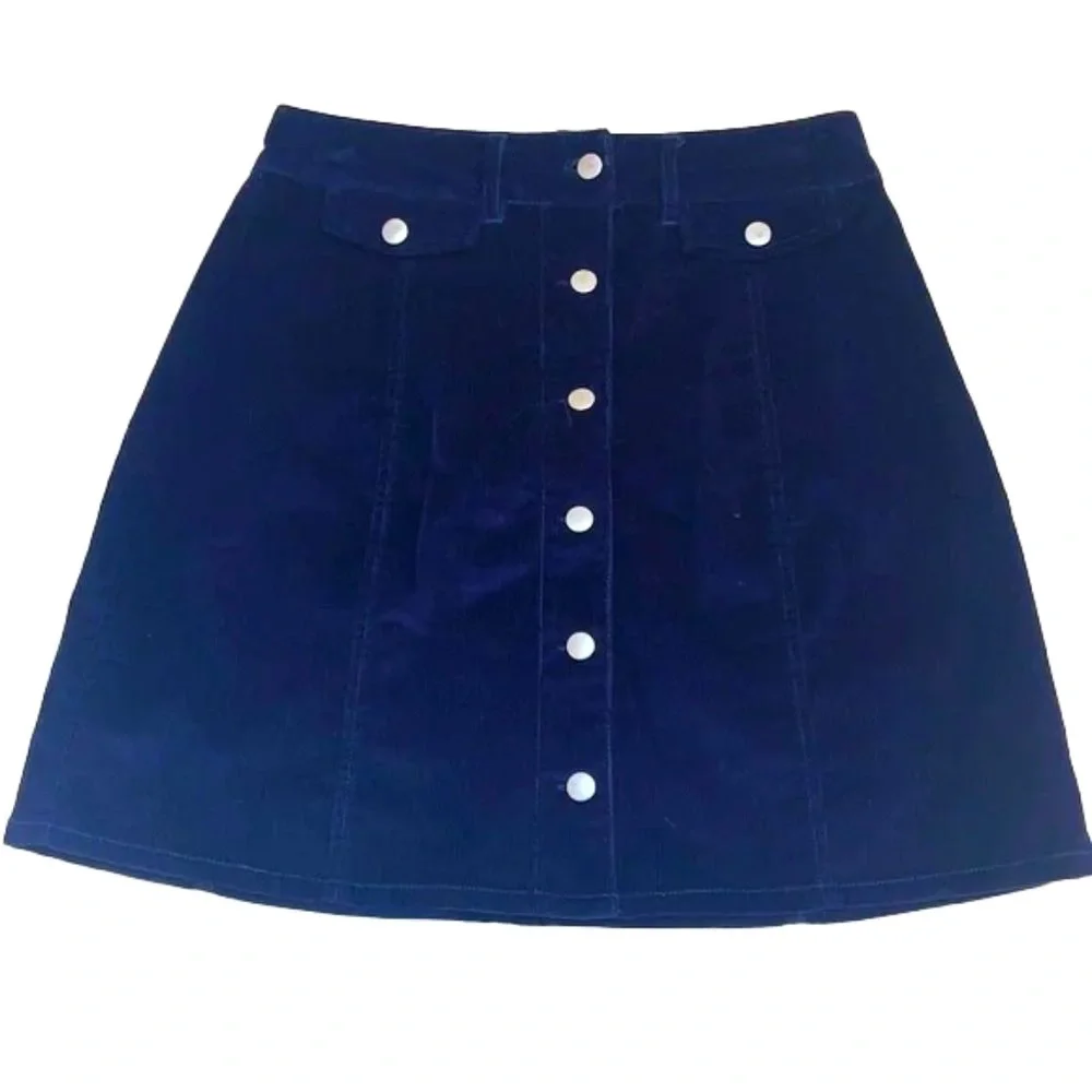 ❤️ 🆕 BUTTONS Navy Corduroy Skirt Size S
